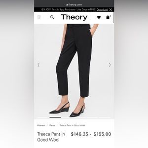 Theory Treeca Black Dress Pant Wool in Size 4